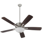 Ovation Ceiling Fan with Bowl Light - Satin Nickel / Walnut-Silver / Opal