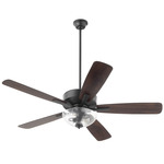 Ovation Ceiling Fan with Bowl Light - Matte Black / Walnut-Matte Black / Clear