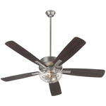 Ovation Ceiling Fan with Bowl Light - Satin Nickel / Walnut-Silver / Clear