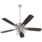 Ovation 52 Inch Ceiling Fan - Satin Nickel / Walnut-Silver / Clear