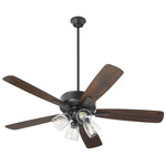 Ovation 52 Inch Ceiling Fan - Matte Black / Walnut-Matte Black / Clear