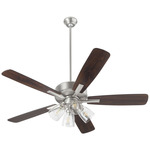 Ovation 52 Inch Ceiling Fan - Satin Nickel / Walnut-Silver / Clear