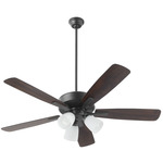 Ovation 52 Inch Ceiling Fan - Matte Black / Walnut-Matte Black / Opal