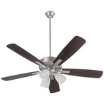 Ovation 52 Inch Ceiling Fan - Satin Nickel / Walnut-Silver / Opal