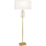Lincoln Floor Lamp - Modern Brass / Pearl Dupioni
