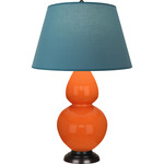 Double Gourd Table Lamp - Pumpkin / Bright Blue / Gray Lining