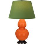 Double Gourd Table Lamp - Pumpkin / Tea Green / Taupe Lining