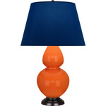 Double Gourd Table Lamp - Pumpkin / Navy / Gray Lining