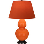 Double Gourd Table Lamp - Pumpkin / Tangerine / Taupe Lining