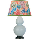 Double Gourd Table Lamp - Baby Blue / Spring Floral