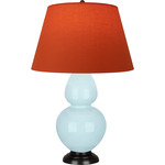 Double Gourd Table Lamp - Baby Blue / Tangerine / Taupe Lining