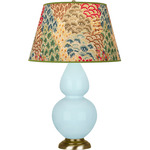 Double Gourd Table Lamp - Baby Blue / Fall Floral