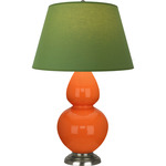 Double Gourd Table Lamp - Pumpkin / Tea Green / Taupe Lining