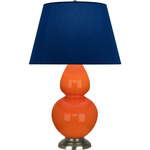 Double Gourd Table Lamp - Pumpkin / Navy / Gray Lining