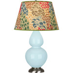 Double Gourd Table Lamp - Baby Blue / Fall Floral