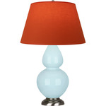 Double Gourd Table Lamp - Baby Blue / Tangerine / Taupe Lining
