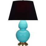 Double Gourd Table Lamp - Egg Blue / Ink Black / Rose Red Lining
