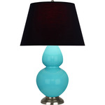 Double Gourd Table Lamp - Egg Blue / Ink Black / Rose Red Lining