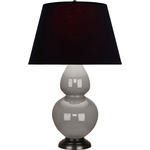 Double Gourd Table Lamp - Smoky Taupe / Ink Black / Rose Red Lining