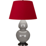 Double Gourd Table Lamp - Smoky Taupe / Rose Red / Ink Black Lining