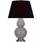 Double Gourd Table Lamp - Smoky Taupe / Ink Black / Rose Red Lining