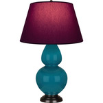 Double Gourd Table Lamp - Peacock / Plum / Lavender Lining