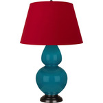 Double Gourd Table Lamp - Peacock / Rose Red / Ink Black Lining