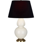 Double Gourd Table Lamp - Bone / Ink Black / Rose Red Lining