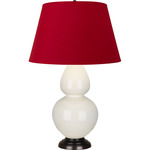Double Gourd Table Lamp - Bone / Rose Red / Ink Black Lining