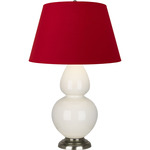 Double Gourd Table Lamp - Bone / Rose Red / Ink Black Lining