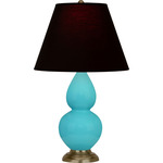 Double Gourd Table Lamp - Egg Blue / Ink Black / Rose Red Lining