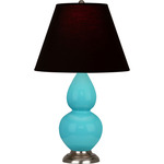 Double Gourd Table Lamp - Egg Blue / Ink Black / Rose Red Lining