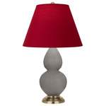 Double Gourd Table Lamp - Smoky Taupe / Rose Red / Ink Black Lining