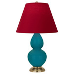 Double Gourd Table Lamp - Peacock / Rose Red / Ink Black Lining