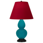 Double Gourd Table Lamp - Peacock / Rose Red / Ink Black Lining