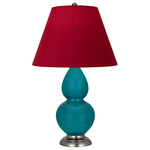 Double Gourd Table Lamp - Peacock / Rose Red / Ink Black Lining