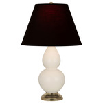 Double Gourd Table Lamp - Bone / Ink Black / Rose Red Lining