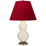 Double Gourd Table Lamp - Bone / Rose Red / Ink Black Lining