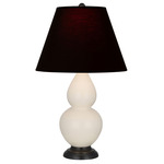 Double Gourd Table Lamp - Bone / Ink Black / Rose Red Lining