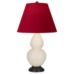 Double Gourd Table Lamp - Bone / Rose Red / Ink Black Lining