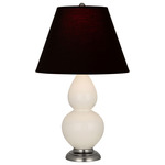 Double Gourd Table Lamp - Bone / Ink Black / Rose Red Lining