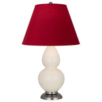 Double Gourd Table Lamp - Bone / Rose Red / Ink Black Lining