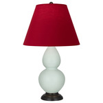 Double Gourd Table Lamp - Celadon / Rose Red / Ink Black Lining