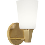 Wheatley Plug-in Wall Sconce - Modern Brass / Frosted White