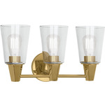 Wheatley Plug-in Bathroom Vanity Light - Modern Brass / Clear