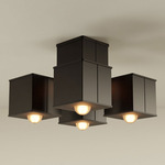 Tetra V Ceiling Semi Flush Light - Black Poppy / Black Poppy