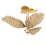 Banana Leaf Semi Flush Ceiling Light - French Gold / Natural