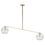 Lowing Wide Linear Chandelier - Polished Antique Brass / Clear