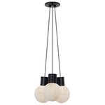 Mina Alabaster Multi Light Pendant - Black / Black / White Cord