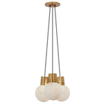 Mina Alabaster Multi Light Pendant - Hand Rubbed Antique Brass / Black / White Cord
